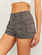 Low Waist Mini Cargo Shorts | Dark Grey