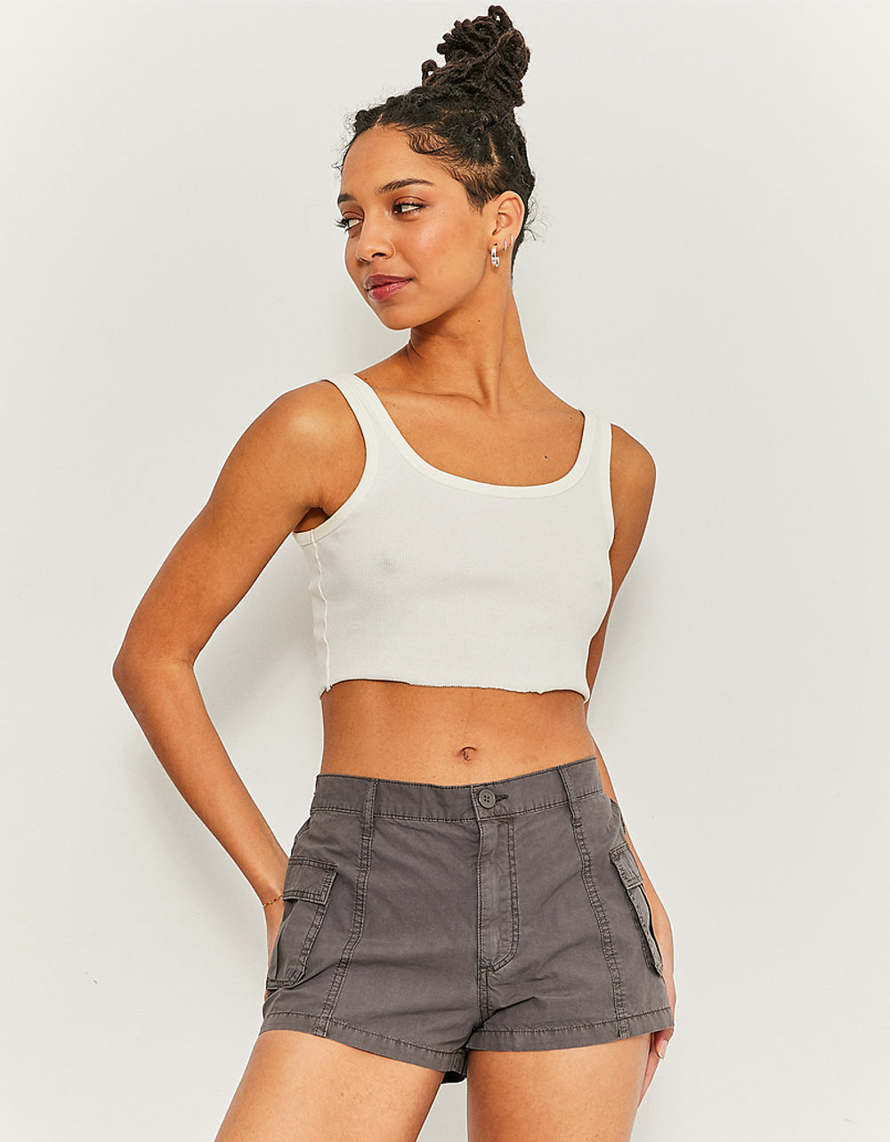 Low Waist Mini Cargo Shorts | Dark Grey