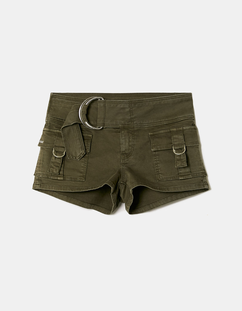 Belted Mini Shorts | Khaki