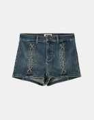 Shorts with Lace-Up Details | Blue Wash
