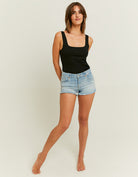 Mid Waist Mini Shorts | Blue