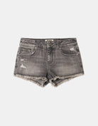 Mid Waist Mini Shorts | Grey Wash