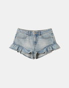 Ruffle Denim Shorts | Used Wash