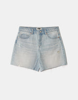 Mid Waist Boyfriend Denim Shorts | Light Wash