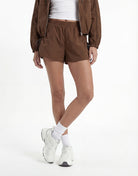 Mid Waist Mini Shorts | Brown