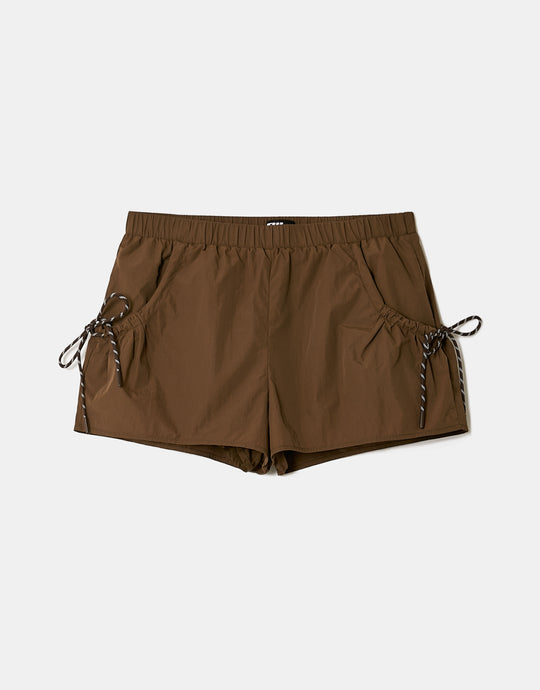 Mid Waist Mini Shorts | Brown