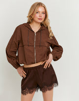 Shorts with Lace | Brown
