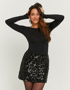 Sequined Skort | Black