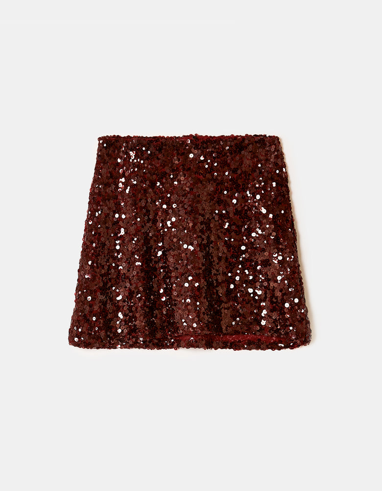 Sequined Skort | Bordeau