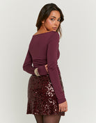 Sequined Skort | Bordeau