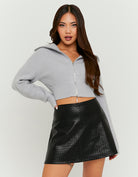 Faux Leather Mini Skort | Black