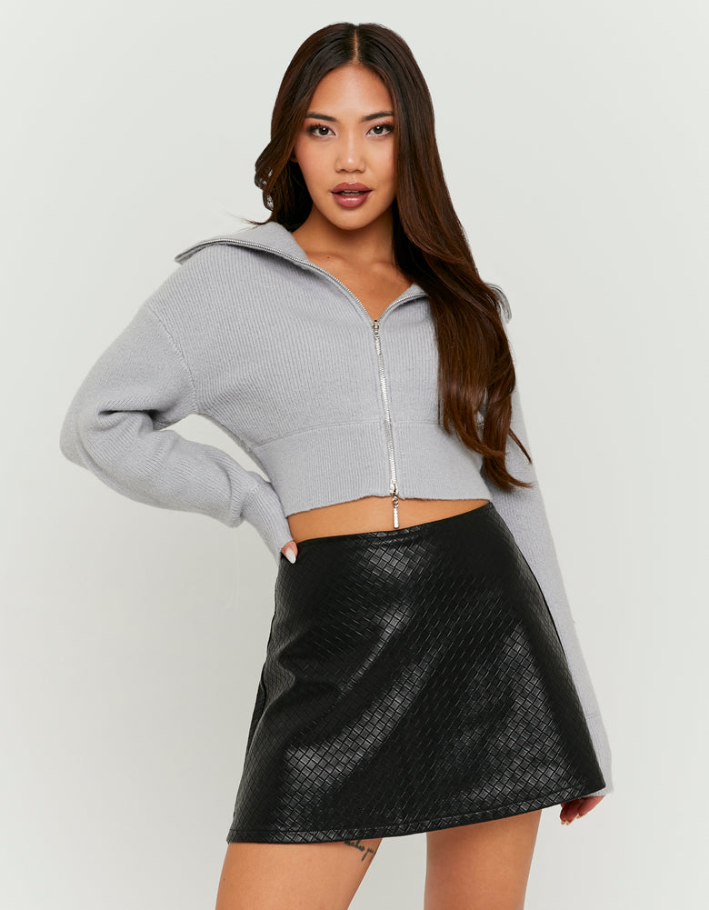 Faux Leather Mini Skort | Black