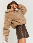 Faux Leather Mini Skort | Brown