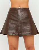 Faux Leather Mini Skort | Brown