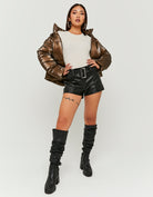 Faux Leather Short with Belt | Black