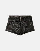 Faux Leather Short with Belt | Black