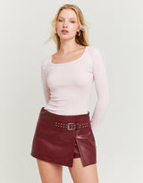 Skort with Belt | Bordeau