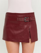 Skort with Belt | Bordeau