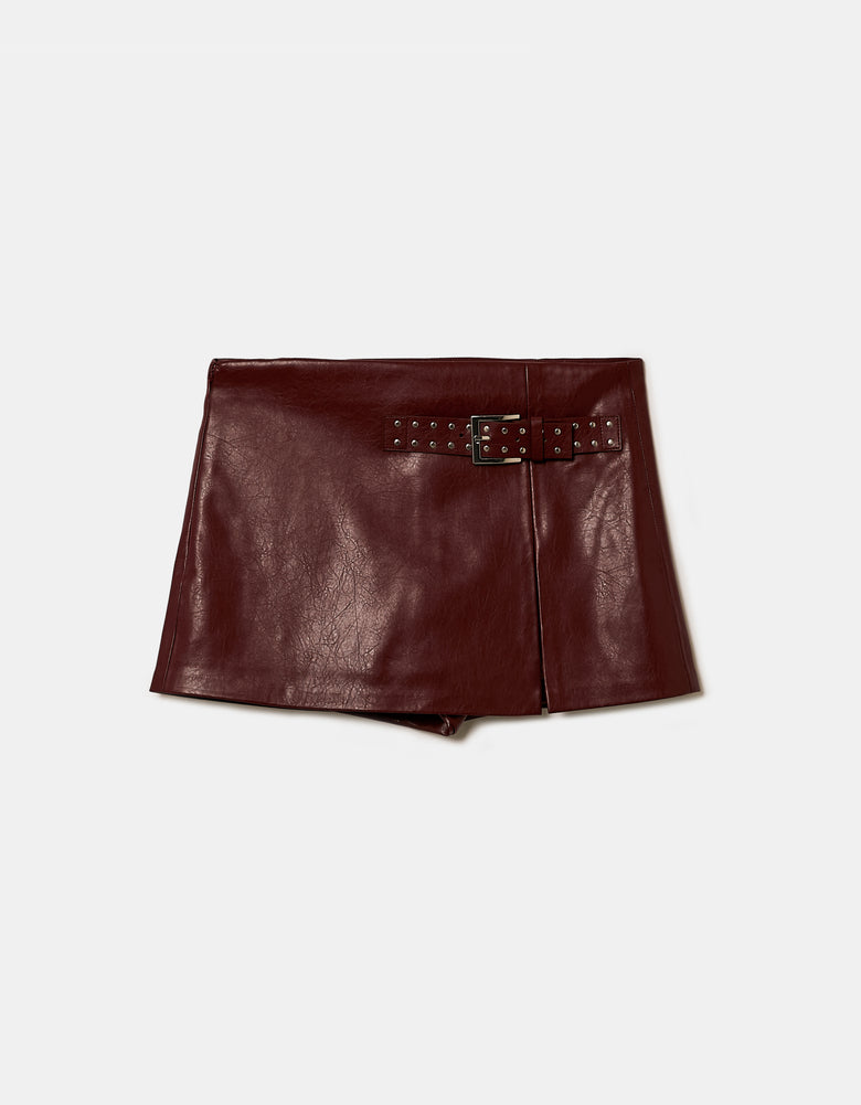Skort with Belt | Bordeau