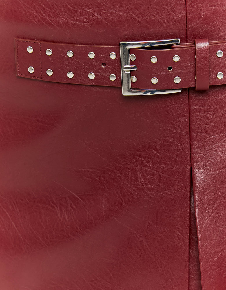 Skort with Belt | Bordeau