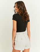 High Waisted Tailored Shorts | Beige