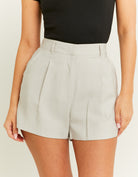 High Waisted Tailored Shorts | Beige