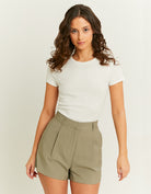 High Waisted Tailored Shorts | Khaki