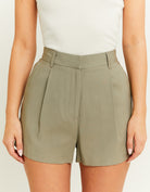 High Waisted Tailored Shorts | Khaki
