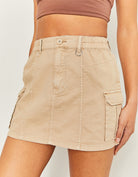 Mid Waist Mini Cargo skirt | Beige