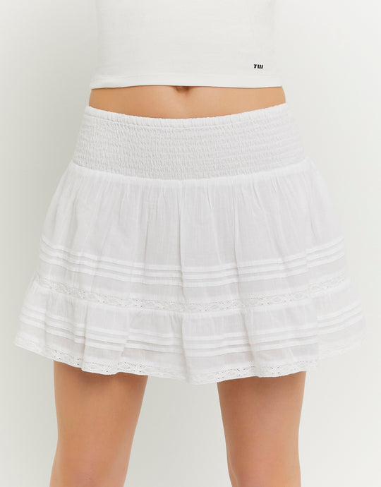 Floral Low Waist Mini Skirt | Off White