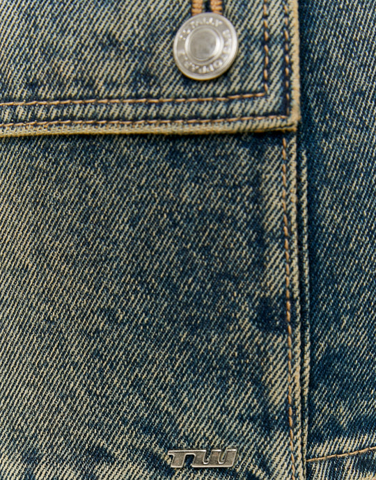 Denim Cargo Mini Skirt | Vintage Wash