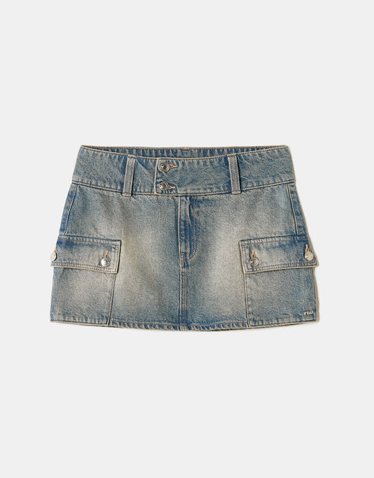 Denim Cargo Mini Skirt | Blue Wash