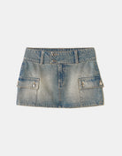 Denim Cargo Mini Skirt | Blue Wash
