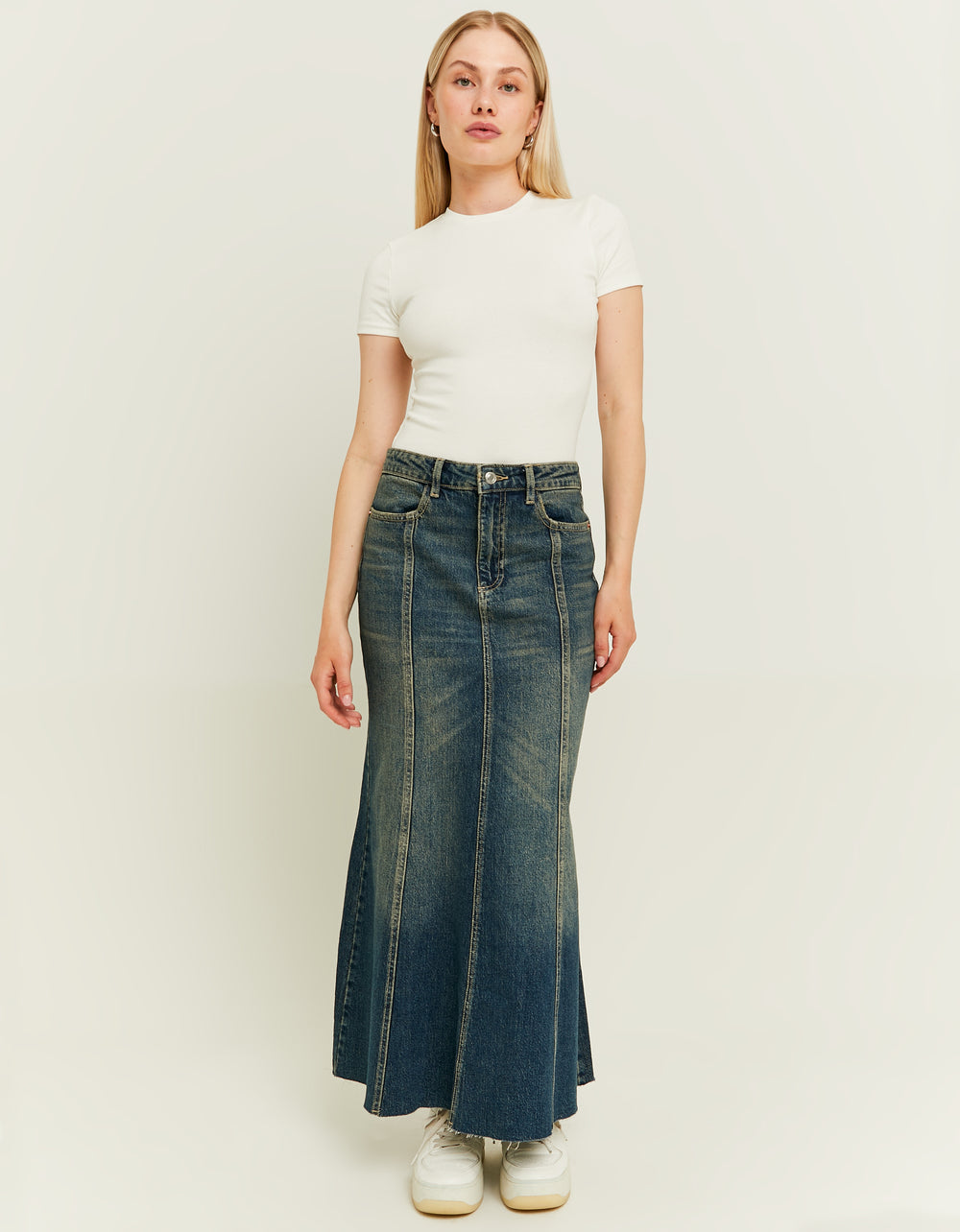 Long Denim Skirt | Dark Wash