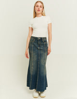 Long Denim Skirt | Dark Wash