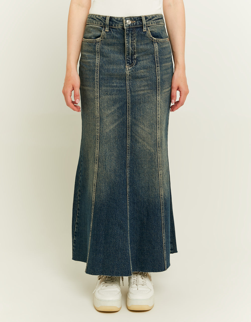 Long Denim Skirt | Dark Wash