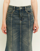 Long Denim Skirt | Dark Wash