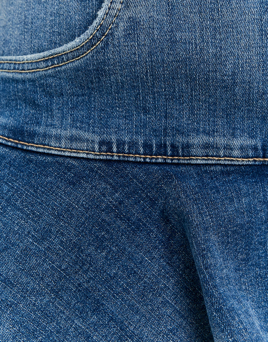 Denim Mini Skirt With Ruffles | Blue Wash