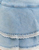 Denim Mini Skirt with Ruffles and Lace | Blue Wash