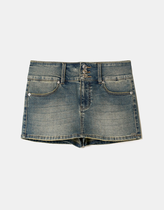 Denim Mini Skort | Blue Wash