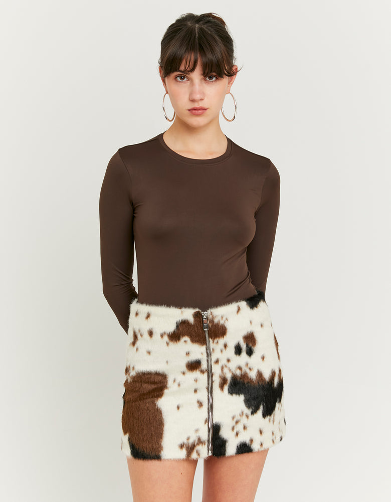 Cow Printed Zip Up Skirt | Animal Print