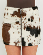 Cow Printed Zip Up Skirt | Animal Print