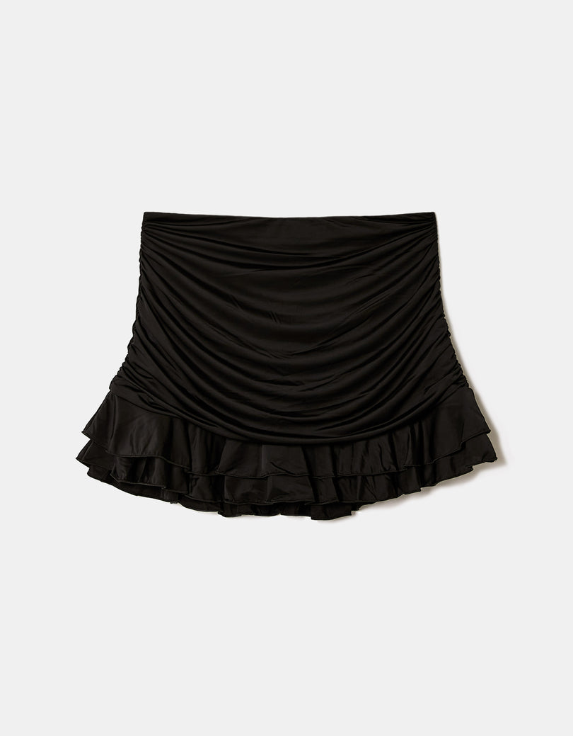 Mini Skirt with Ruffles | Black