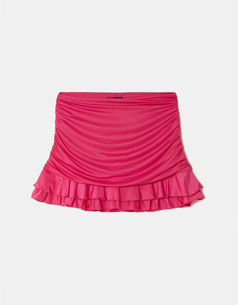 Mini Skirt with Ruffles | Fushia