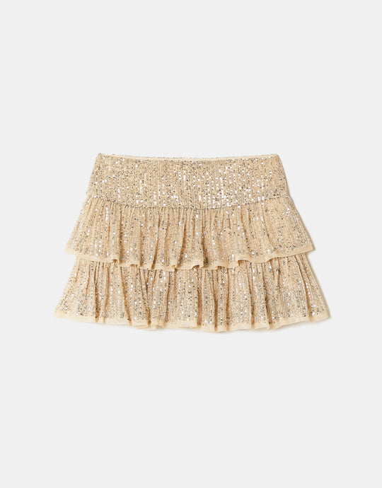Sequin Mini Skirt | Beige
