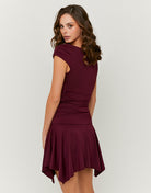Asymmetric Mini Skirt | Bordeau