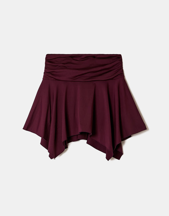 Asymmetric Mini Skirt | Bordeau