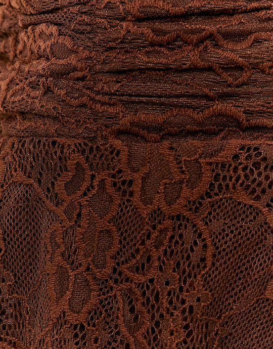 Lace Mini Skirt | Brown