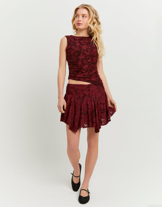 Floral Mini Skirt | Bordeau
