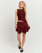 Floral Mini Skirt | Bordeau